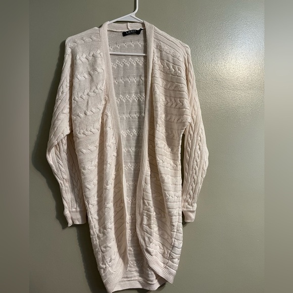 Lauren Ralph Lauren Womens Ivory Open Cardigan Knit size S/M - Picture 1 of 13